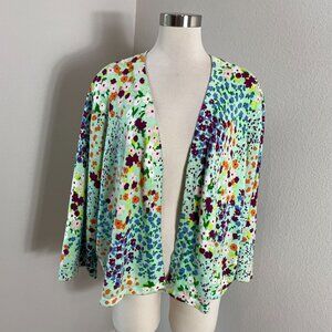 Isaac Mizrahi Live! Womens Plus 4X Floral Open Cardigan Colorful Bolero Knit